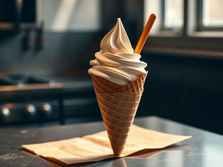 Maple soft serve creemee in a cone